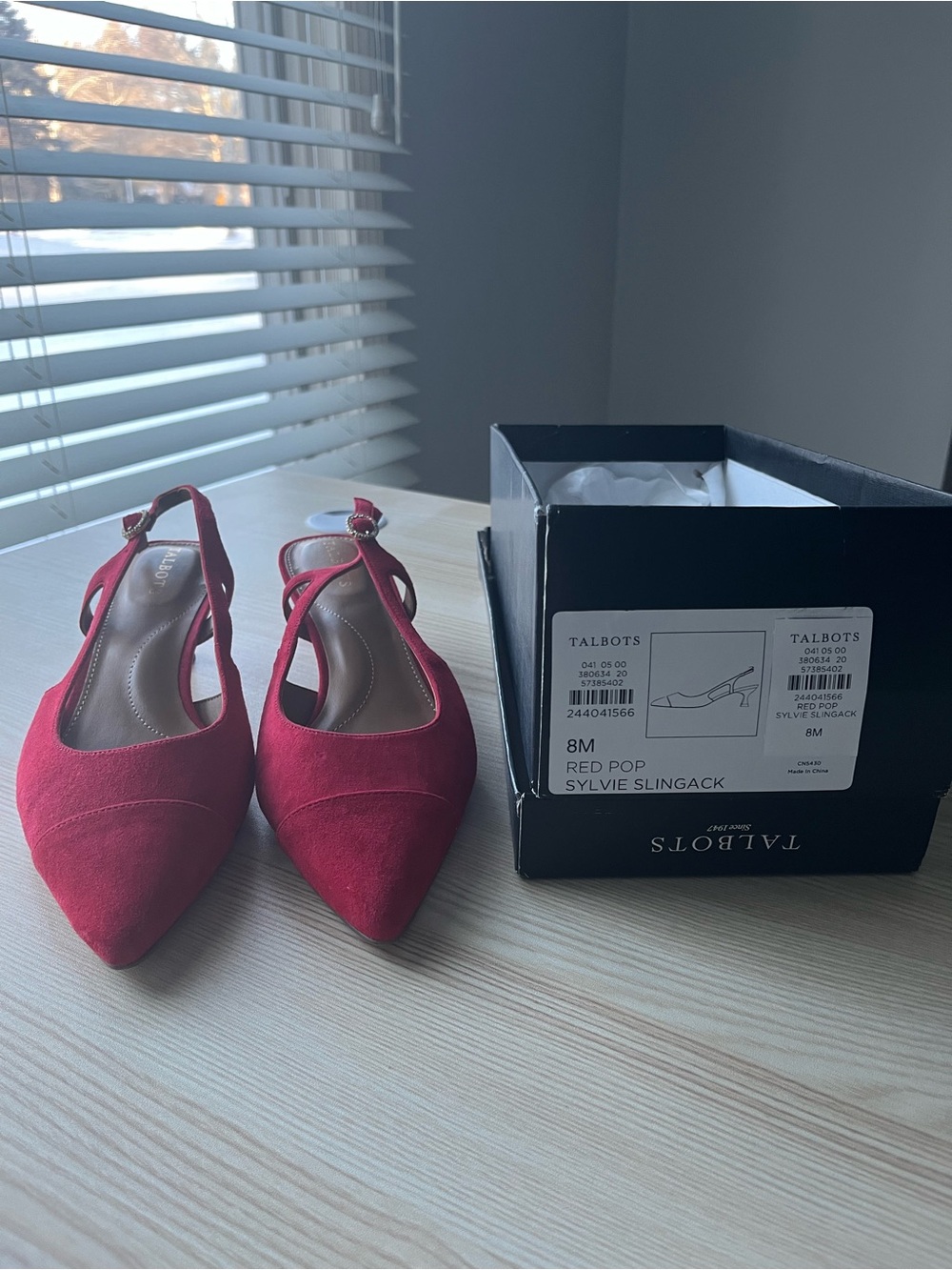 Talbots Red Pop Sylvie Pointed-Toe Slingback Heels